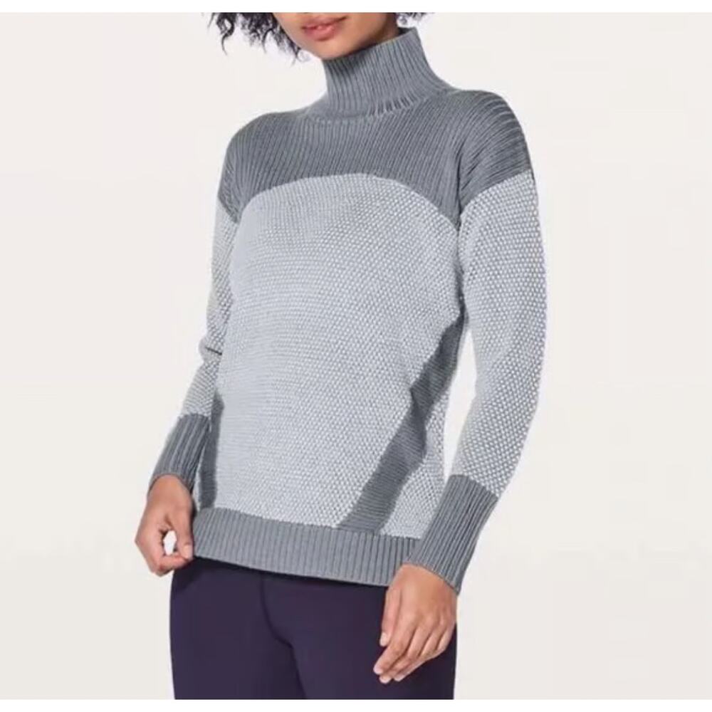 Lululemon Warm‎ & Restore Sweater Magnet Grey Starlight Merino Wool Large *FLAW